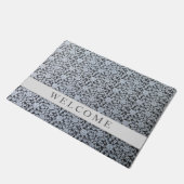 Paillasson Design botanique blanc sur mat de porte gris (Incliné)