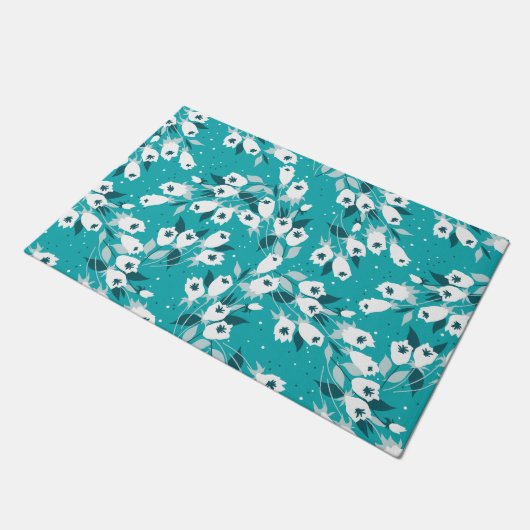 Paillasson Design d'art botanique Motif élégant à la fleur de (Incliné)