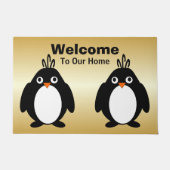 Paillasson Design de pingouin personnalisé couleur or (Devant)