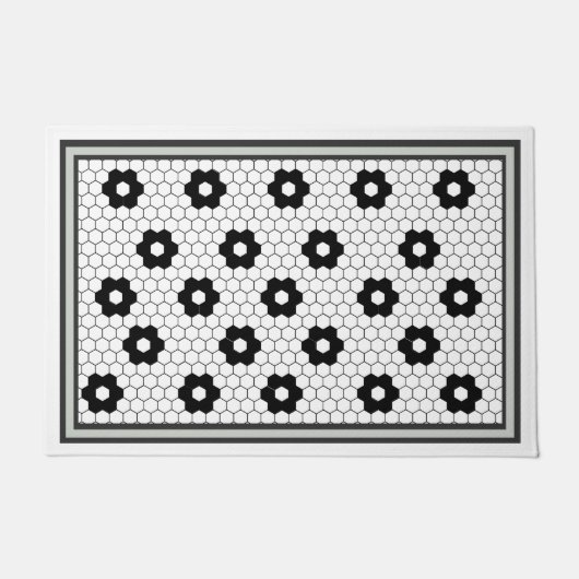 Paillasson Design de tuiles hexadécimales gris vert (Devant)