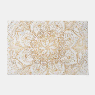 Paillasson Design en marbre de Mandala Floral Gold tendance