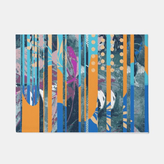 Paillasson Design floral et géométrique coloré (Devant)