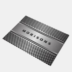 Paillasson Design géométrique gris argent métallique
