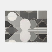 Paillasson Design géométrique gris et blanc avec lignes de ce (Devant)