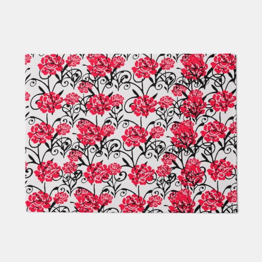 Paillasson Design Motif d'illustrations de rose rouge (Devant)