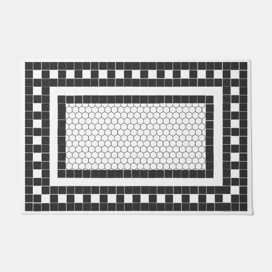 Paillasson Design simple en carreaux noir et blanc Motif (Devant)