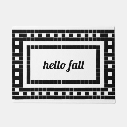 Paillasson Design tendance automne carrelage noir et blanc (Devant)