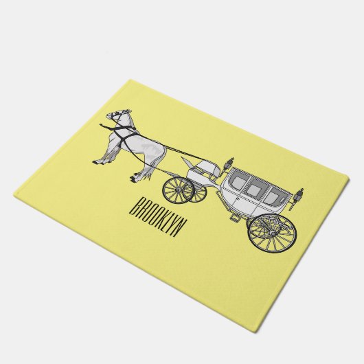 Paillasson dessin animé mariage cheval & calèche (Incliné)