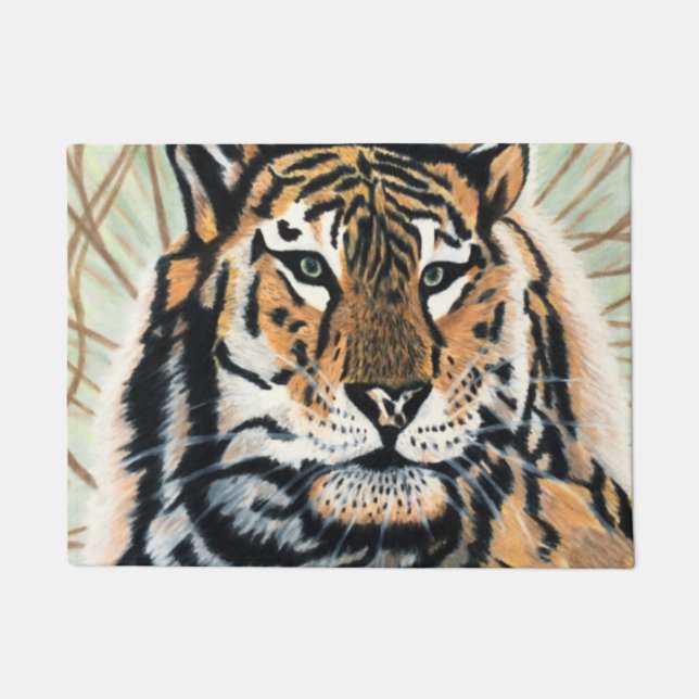 Paillasson Dessin au crayon couleur Tiger Art (Devant)