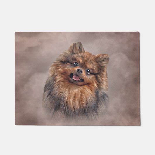 Paillasson Dessin de Chien Pomeranian Spitz (Devant)