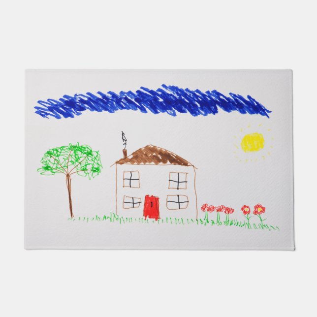 Paillasson Dessin de l'enfant d'un manteau de porte (Devant)