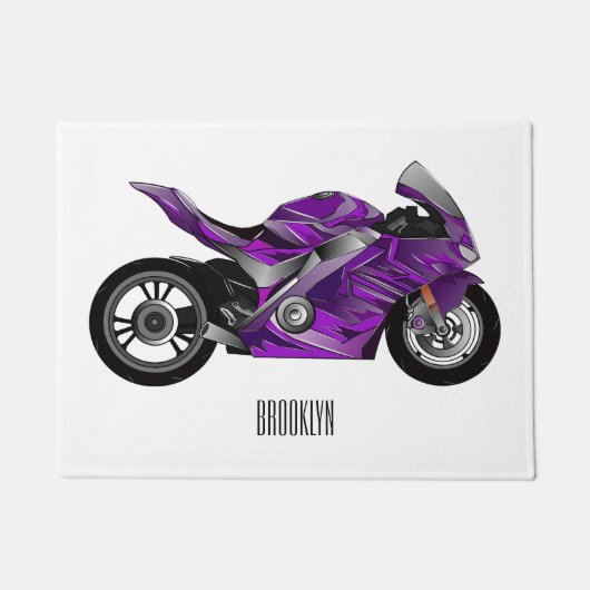 Paillasson Dessin de moto de sport violet (Devant)