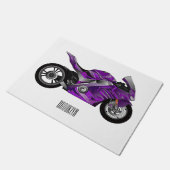 Paillasson Dessin de moto de sport violet (Incliné)