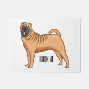 Paillasson dessin humoristique chinois de chien Shar-Pei