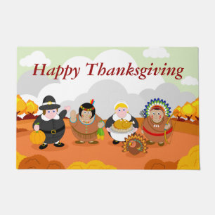 Paillasson Dessin moderne du premier Thanksgiving de 1621,