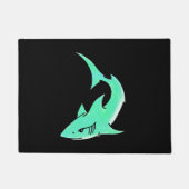 Paillasson dessin souriant requin menthe bleu vert océan anim (Devant)