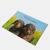 Paillasson Deux amis mignons de Dackel de chiens de teckels - (Incliné)