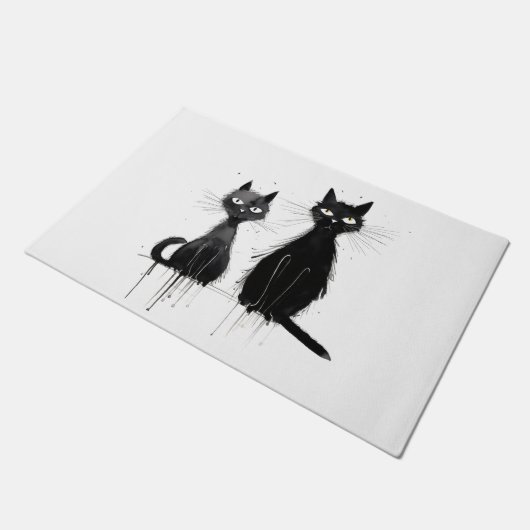 Paillasson Deux chats noirs (Incliné)
