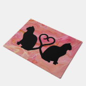 Paillasson Deux chats - Tails cardiaques sur marbre rose (Incliné)