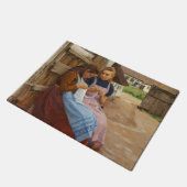 Paillasson Deux Filles avec Needlework assis dans une ferme (Incliné)