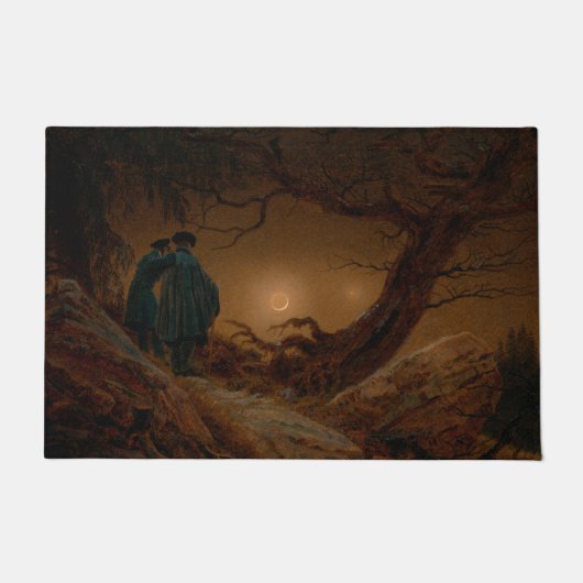 Paillasson Deux hommes envisagent la lune la nuit (Devant)