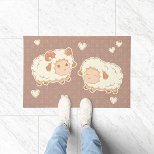Paillasson Deux mignonnes petites brebis crampon Ewe sur Brow