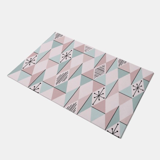 Paillasson Diamants d'Art de l'Âge Atomique Pastel Rose Vert (Incliné)