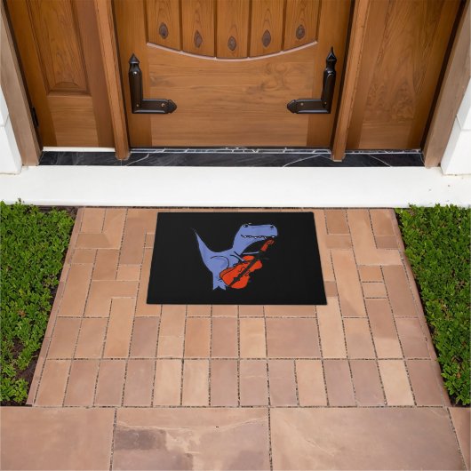 Paillasson Dinosaure Drôle Jouer Cello (De plein air)