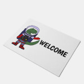 Paillasson Dinosaure mignon de T-rex dans la bande dessinée (Incliné)