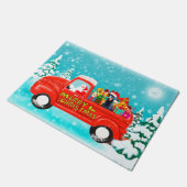 Paillasson Doberman Chien Noël Père Noël Livraison Camion (Incliné)