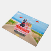 Paillasson Doberman Chien Saint-Valentin Coeurs de camion (Incliné)