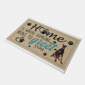 Paillasson Doberman Home Est L'Endroit Où Quelqu'Un Se Rend P (Incliné)