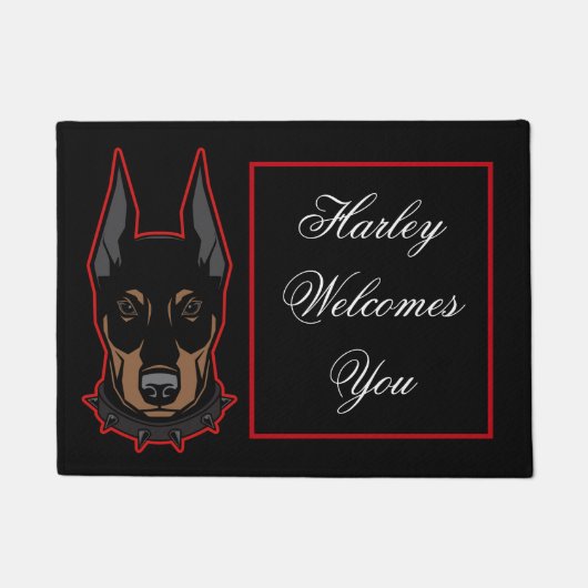 Paillasson Doberman Pinscher Welcome Bold Fun (Devant)