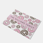 Paillasson Donuts Roses, Donuts Blancs, Sprinkings, Votre Nom (Incliné)