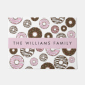 Paillasson Donuts Roses, Donuts Brown, Sprinkings, Votre Nom (Devant)