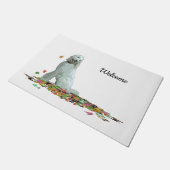 Paillasson Doodé Chien En Feuille Bienvenue Porte Mat (Incliné)