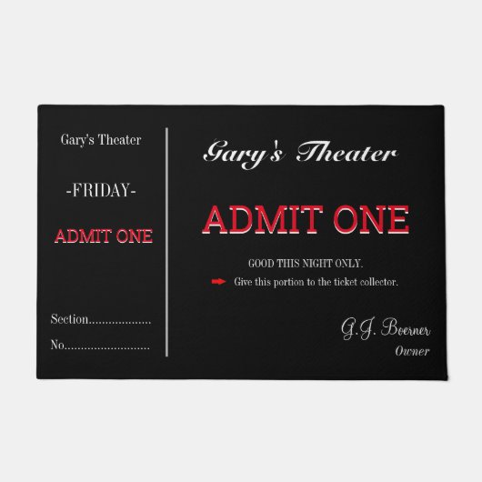 Paillasson Doormat Home Movie Theater TV Room Ticket Rug (Devant)