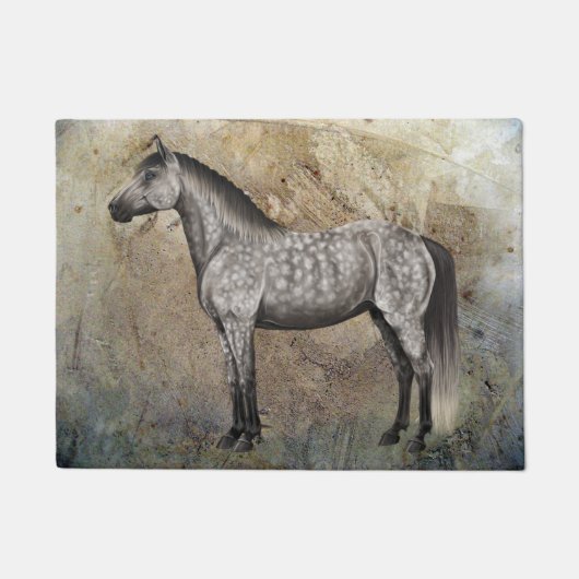 PAILLASSON DOORMAT HORSE GRAY DAPPER (Devant)