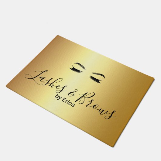 Paillasson Doré Lashes & Brows Beauté Salon Doormat (Incliné)