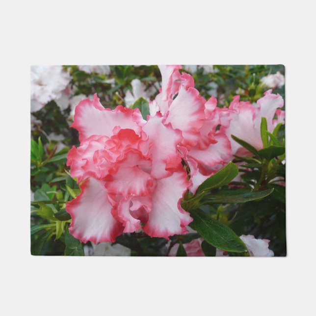 Paillasson Double rouge et blanc Azaleas printemps floral (Devant)