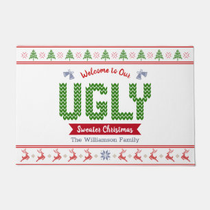 Paillasson Doux de Noël moche Tacky Nordic Red Green Knit