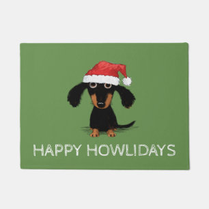 Paillasson Doxie, clause Dachshund mou avec Santa Hat