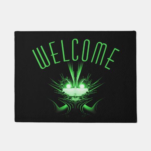 Paillasson Dragon Alien vert aux yeux brillants (Devant)