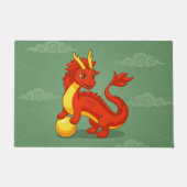 Paillasson Dragon Chinois Rouge sur Fond Vert (Devant)