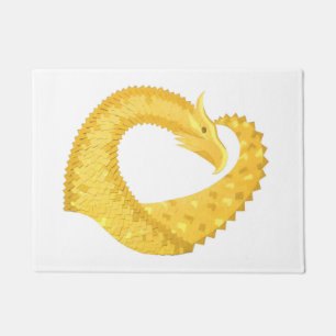 Paillasson Dragon de coeur jaune sur blanc