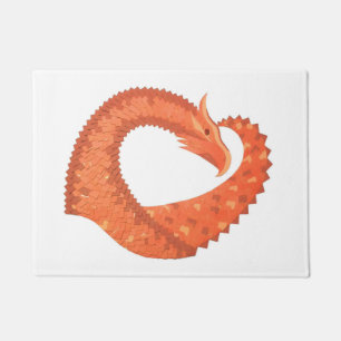Paillasson Dragon de coeur orange sur blanc