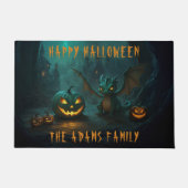 Paillasson Dragon d'Halloween mignon avec Citrouilles effraya (Devant)