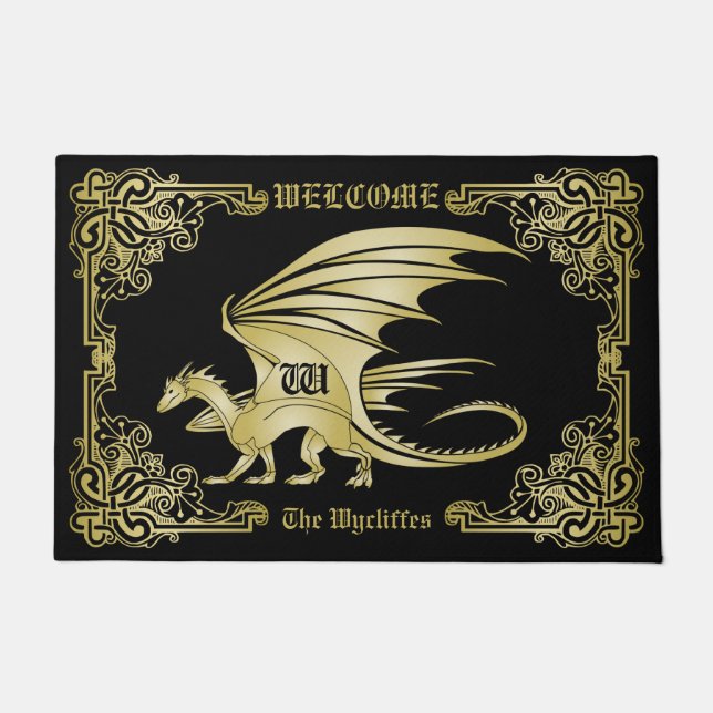 Paillasson Dragon Monogramme Gold Frame Couverture De Livre T (Devant)