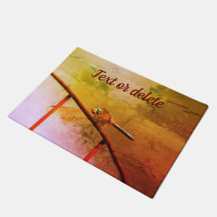 Paillasson Dragonfly on Wire Fence Abstract