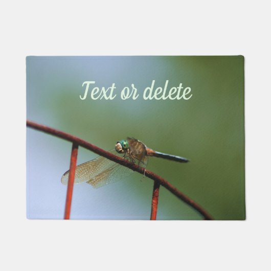 Paillasson Dragonfly on Wire Fence Close Up Personnalisé (Devant)